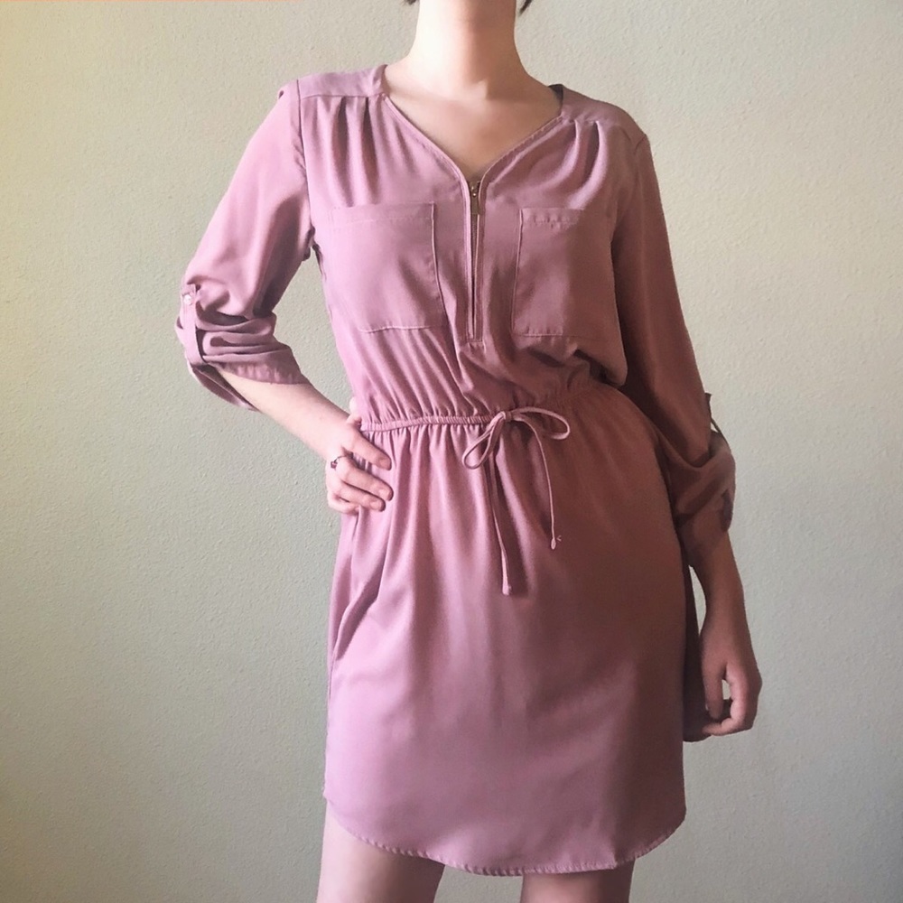 Mauve cinch waist dress